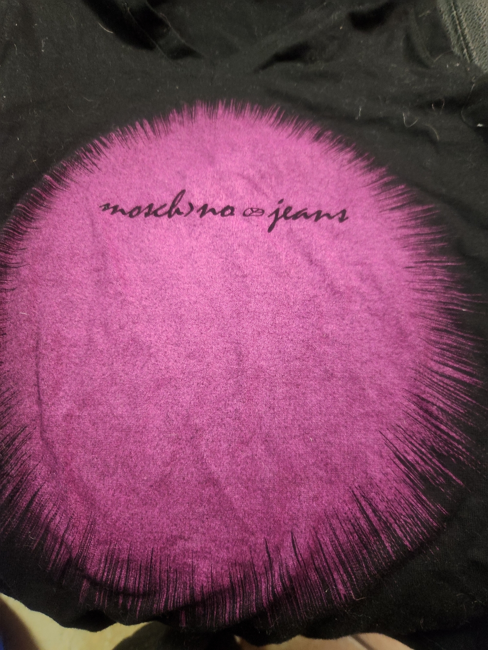 Moschino Black Tank Top with Magenta Burst Graphic